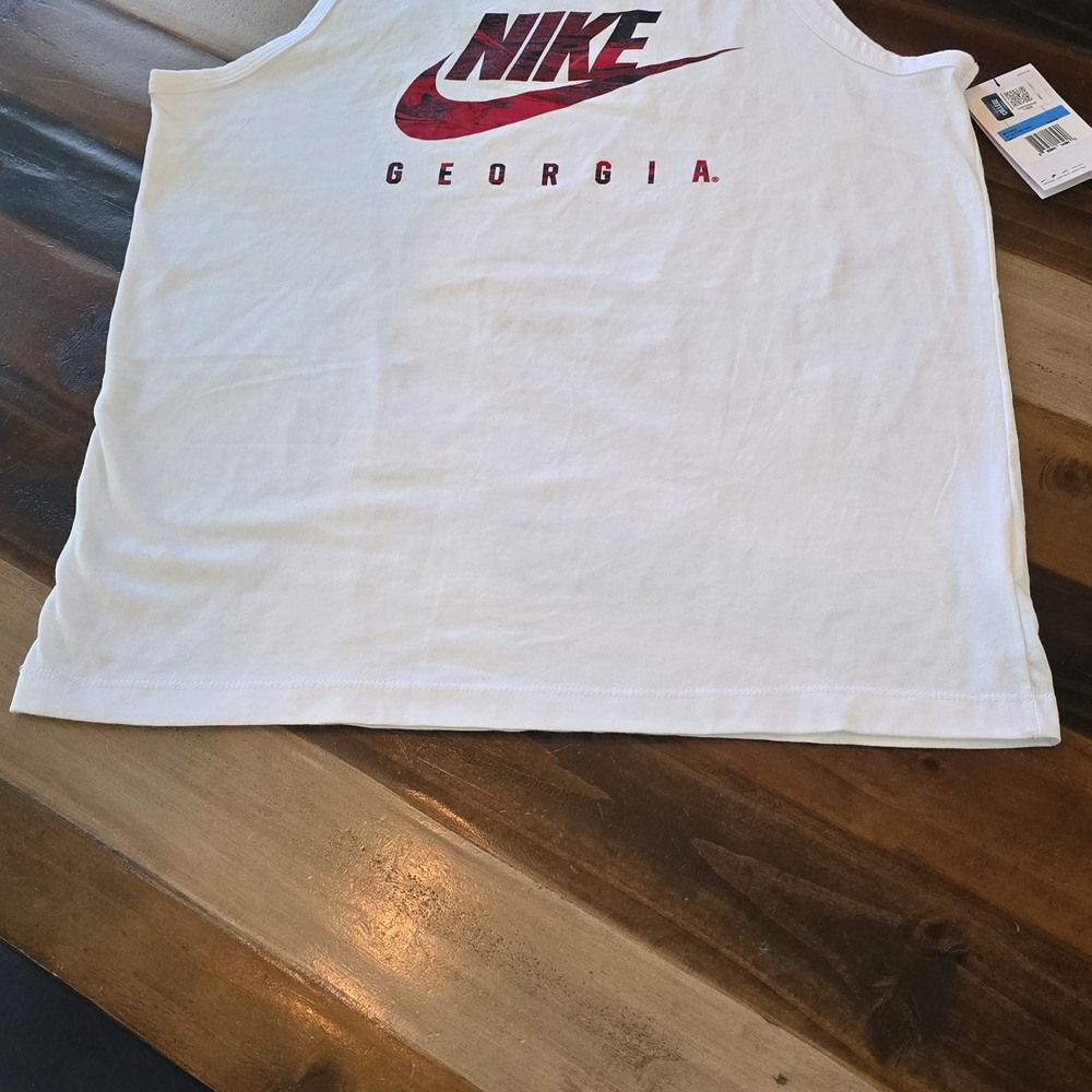 Nike White Tank Top with Red Logo